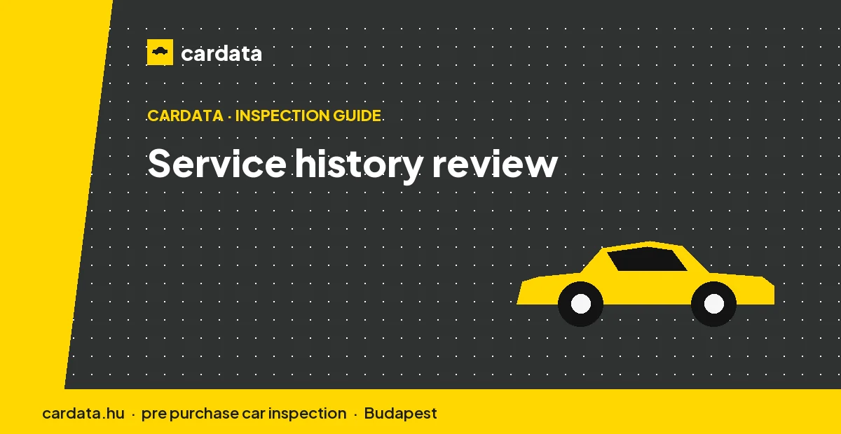 A service book and invoices laid out beside a car so the recorded mileages and jobs can be matched to its actual condition.