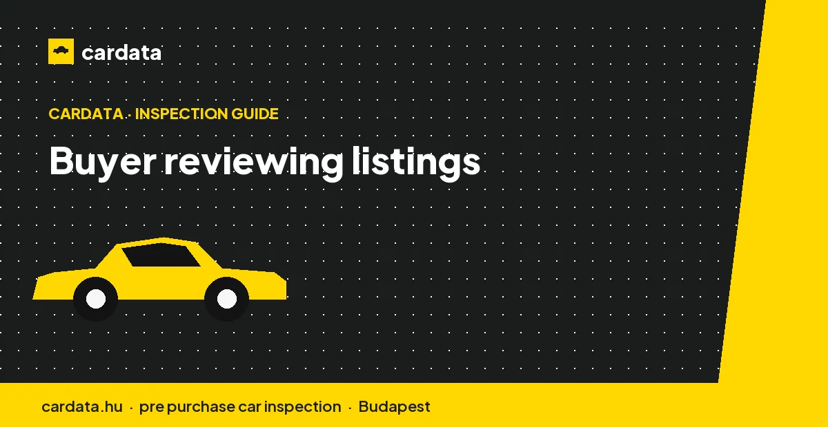 A buyer comparing several shortlisted adverts at a desk, checking mileage, service history and price for consistency before arranging a viewing.