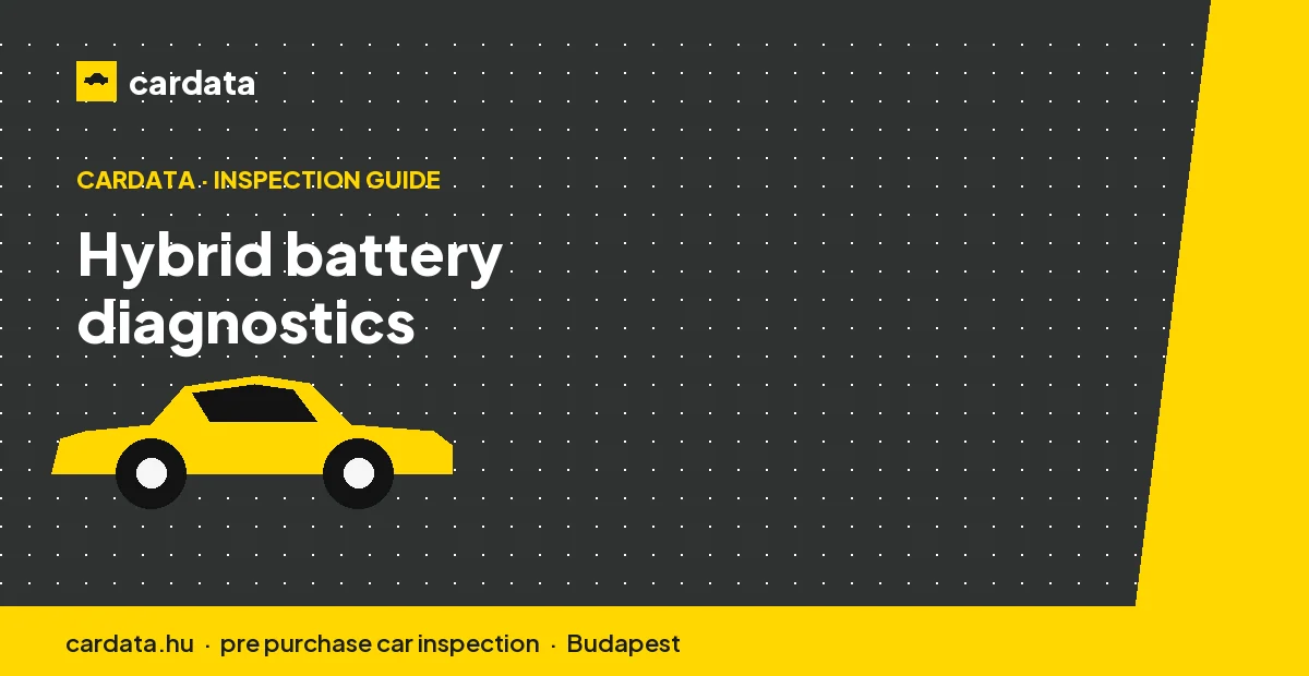 An inspector reading the high-voltage battery state of health on a used plug-in hybrid during an on-site check.